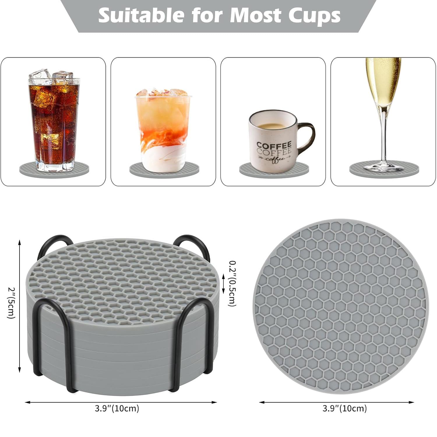 Silicone Coasters Set with Hol - Wine Beer And Liquor 评论和价格