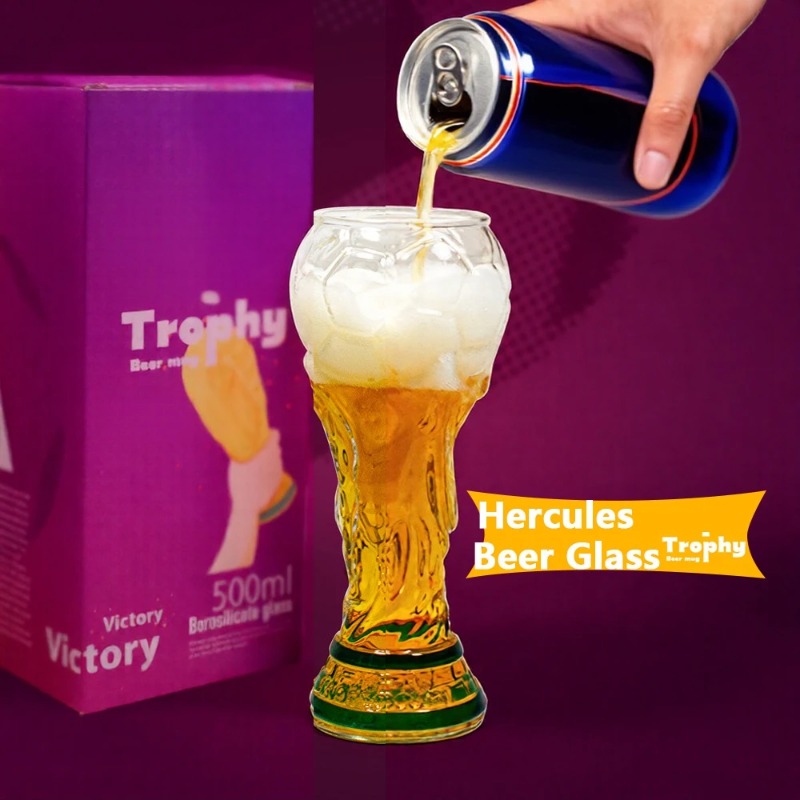 Soccer Trophy Beer Glass Cup C - Wine Beer And Liquor 评论和价格