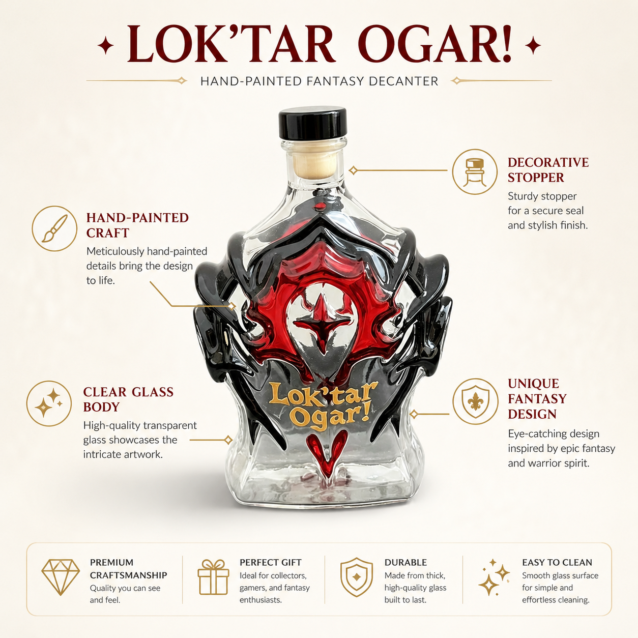 WoW Horde Lok'tar Ogar  Emboss - Wine Beer And Spirits 评论和价格