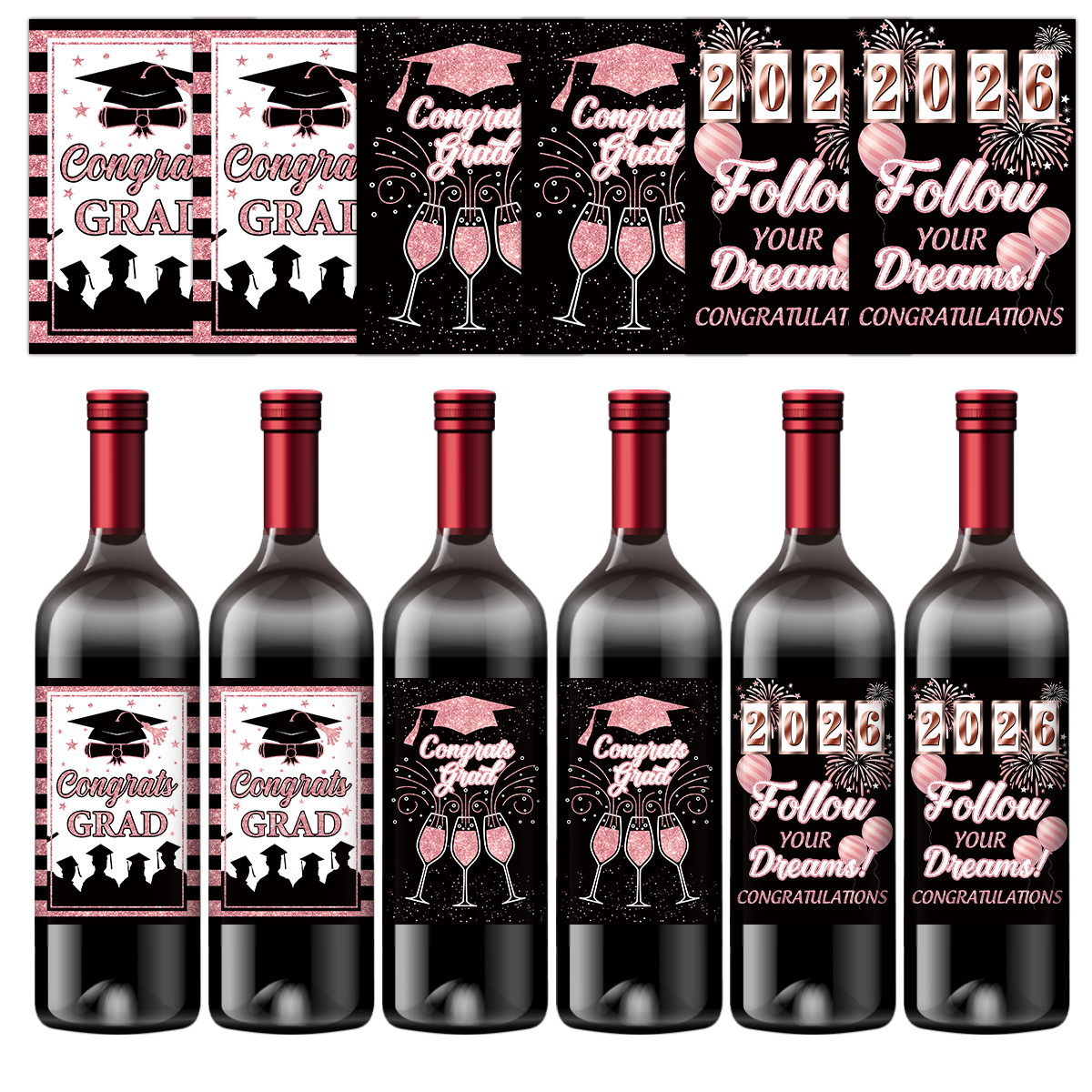 6pcs Congrats Grad Class 2026  - Wine Beer Bottle 评论和价格