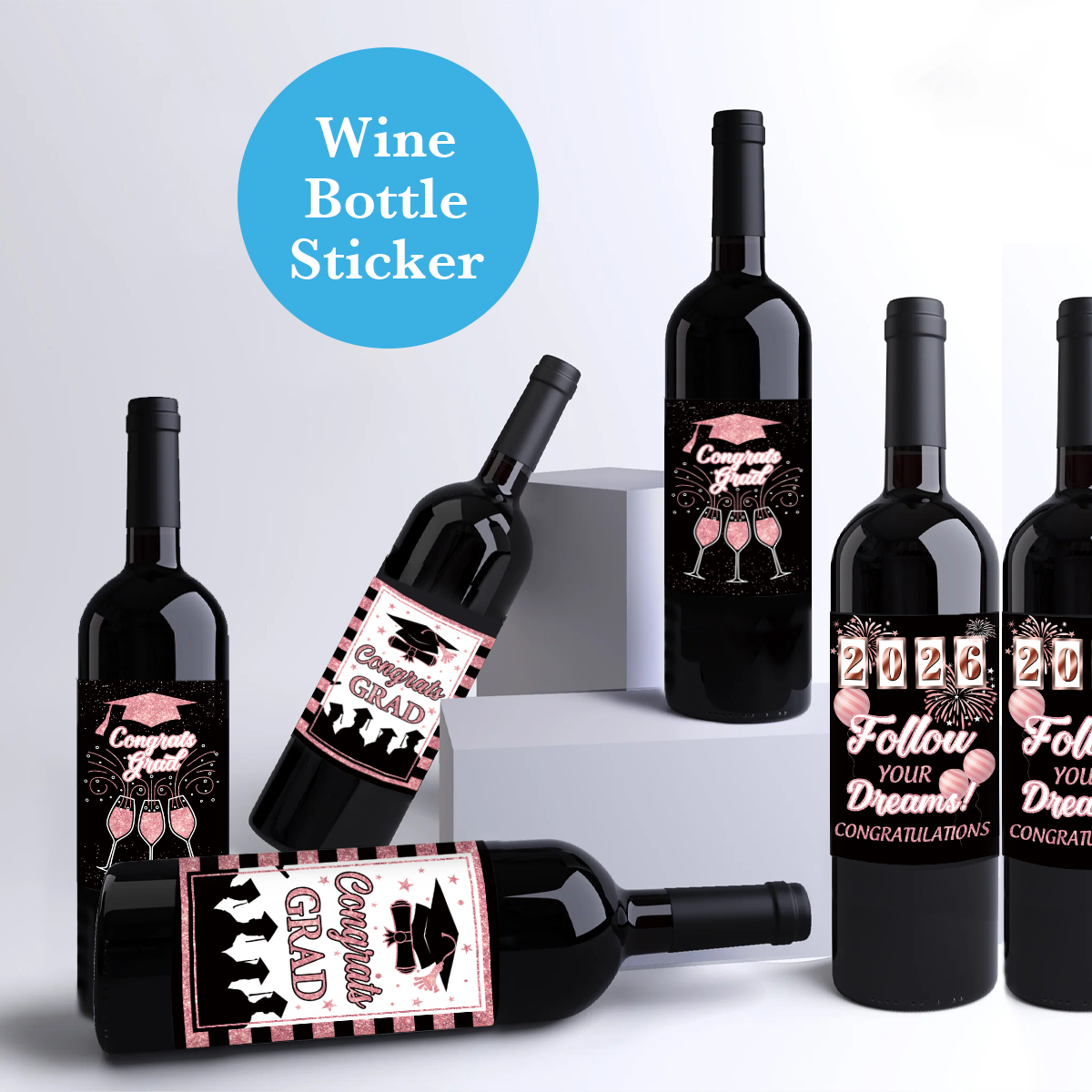 6pcs Congrats Grad Class 2026  - Wine Beer Bottle 评论和价格